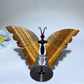 Yellow Tiger's Eye Butterfly Carvings with Stand Free Form