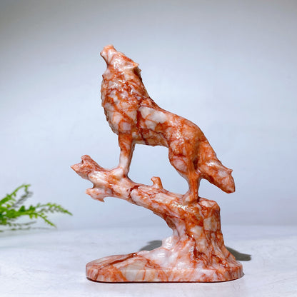 4.0" Natural Crystal Wolf on Deadwood Carving Wholesale
