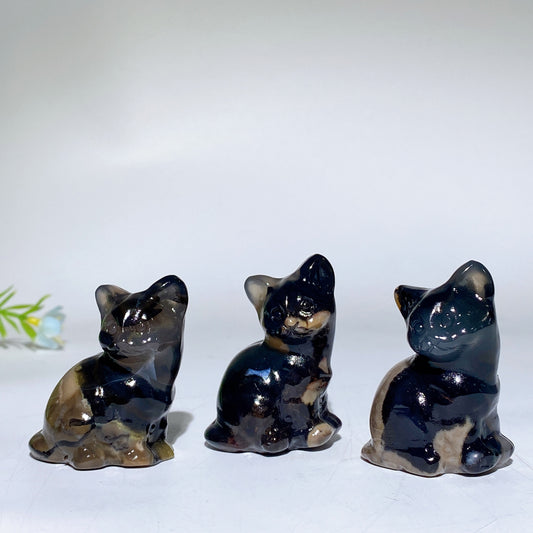 1.9"UV Reactive Volcanic Agate Cat Carvings Bulk Wholesale