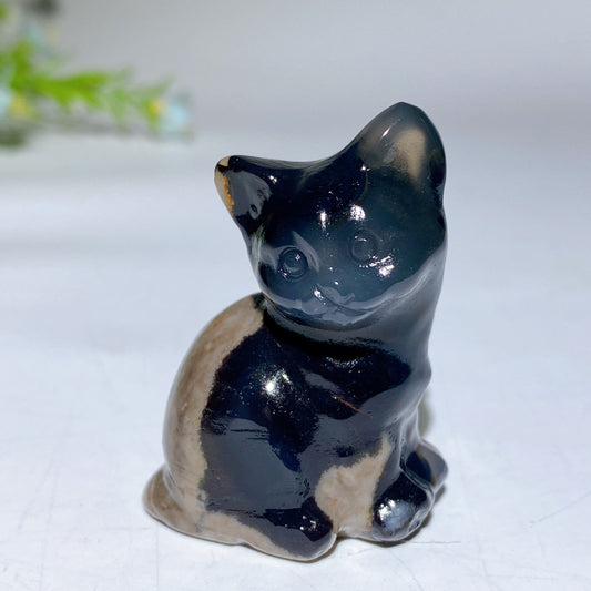 1.9"UV Reactive Volcanic Agate Cat Carvings Bulk Wholesale