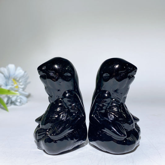 2.8" Obsidian Sloth Carvings Bulk Wholesale