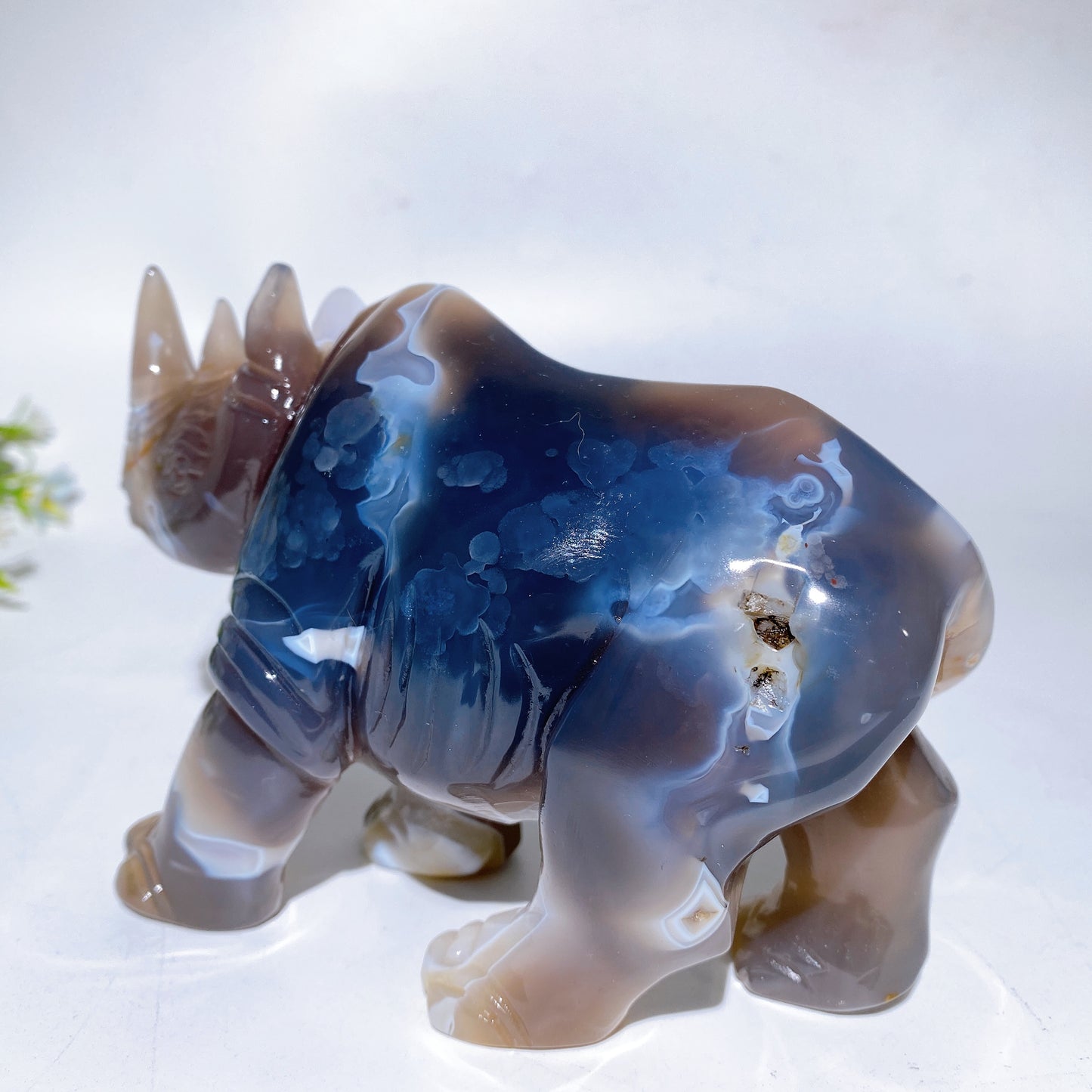 5.5" Unique Agate Rhinoceros Carving Crystal Healing Bulk Wholesale