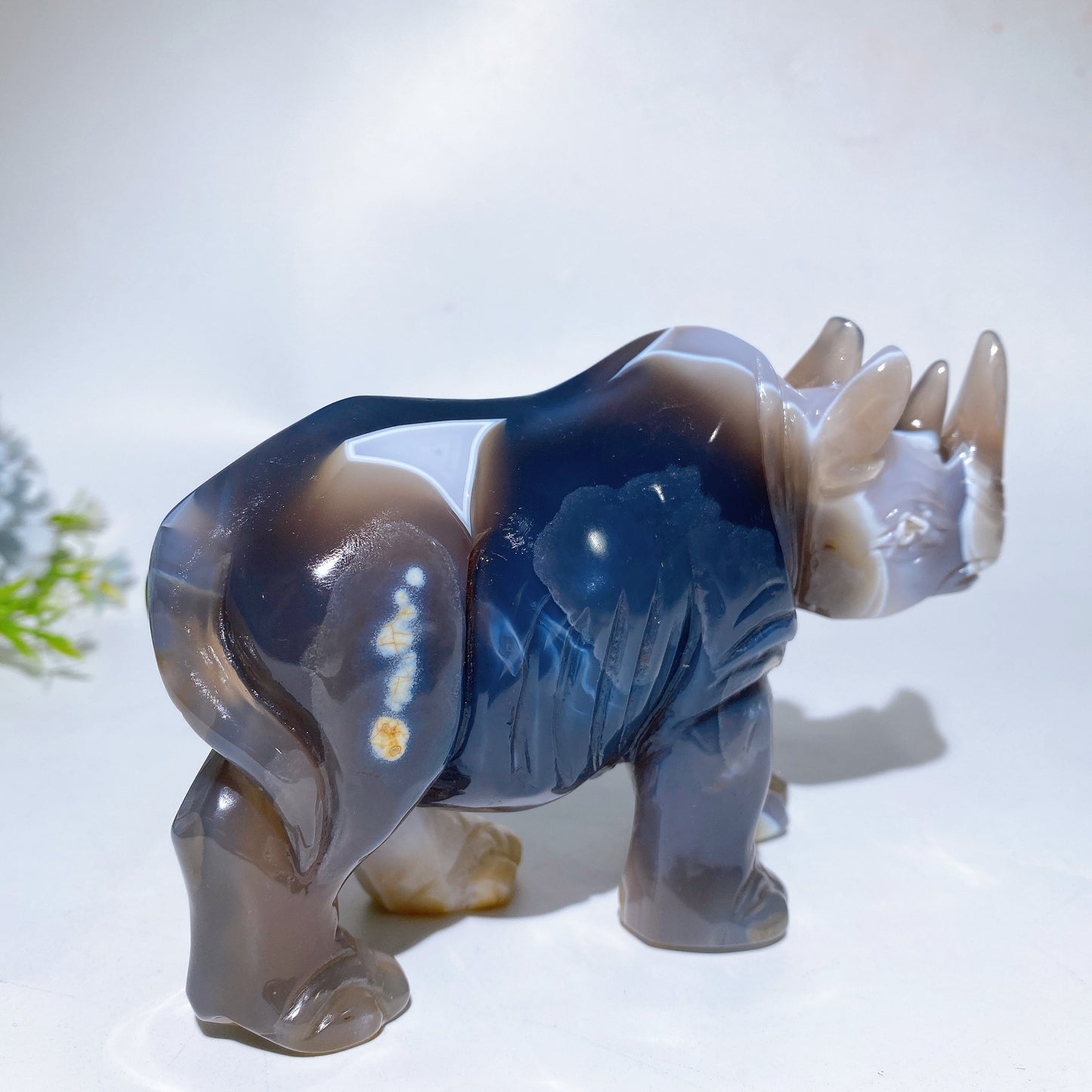 5.5" Unique Agate Rhinoceros Carving Crystal Healing Bulk Wholesale
