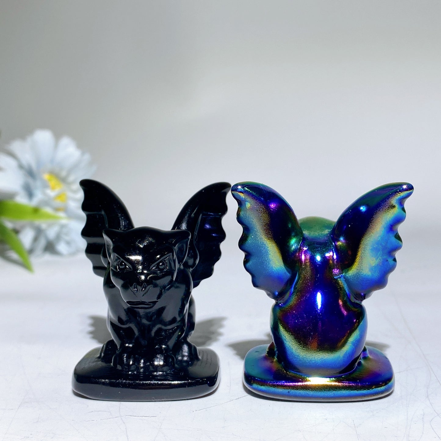 2.1" Aura Crystal Black Obsidian Gargoyle Carvings Bulk Wholesale