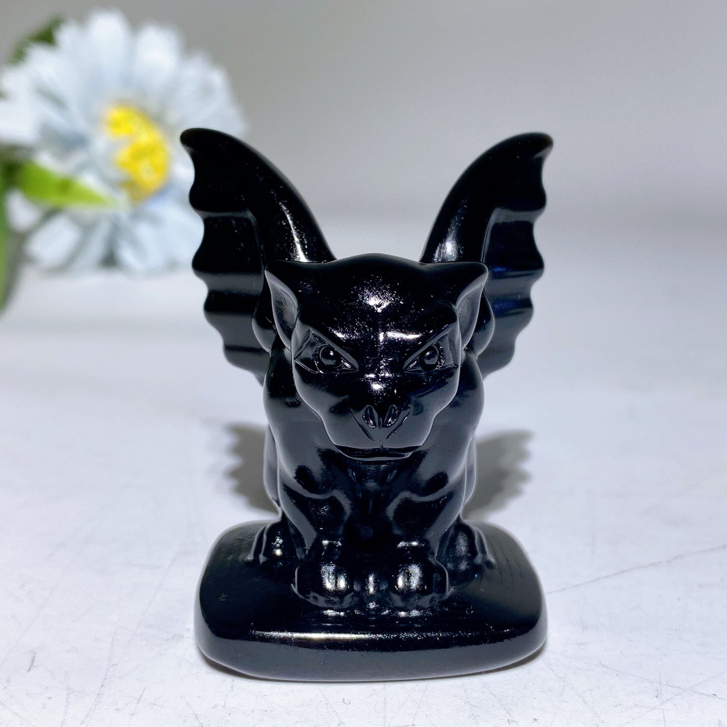 2.1" Aura Crystal Black Obsidian Gargoyle Carvings Bulk Wholesale