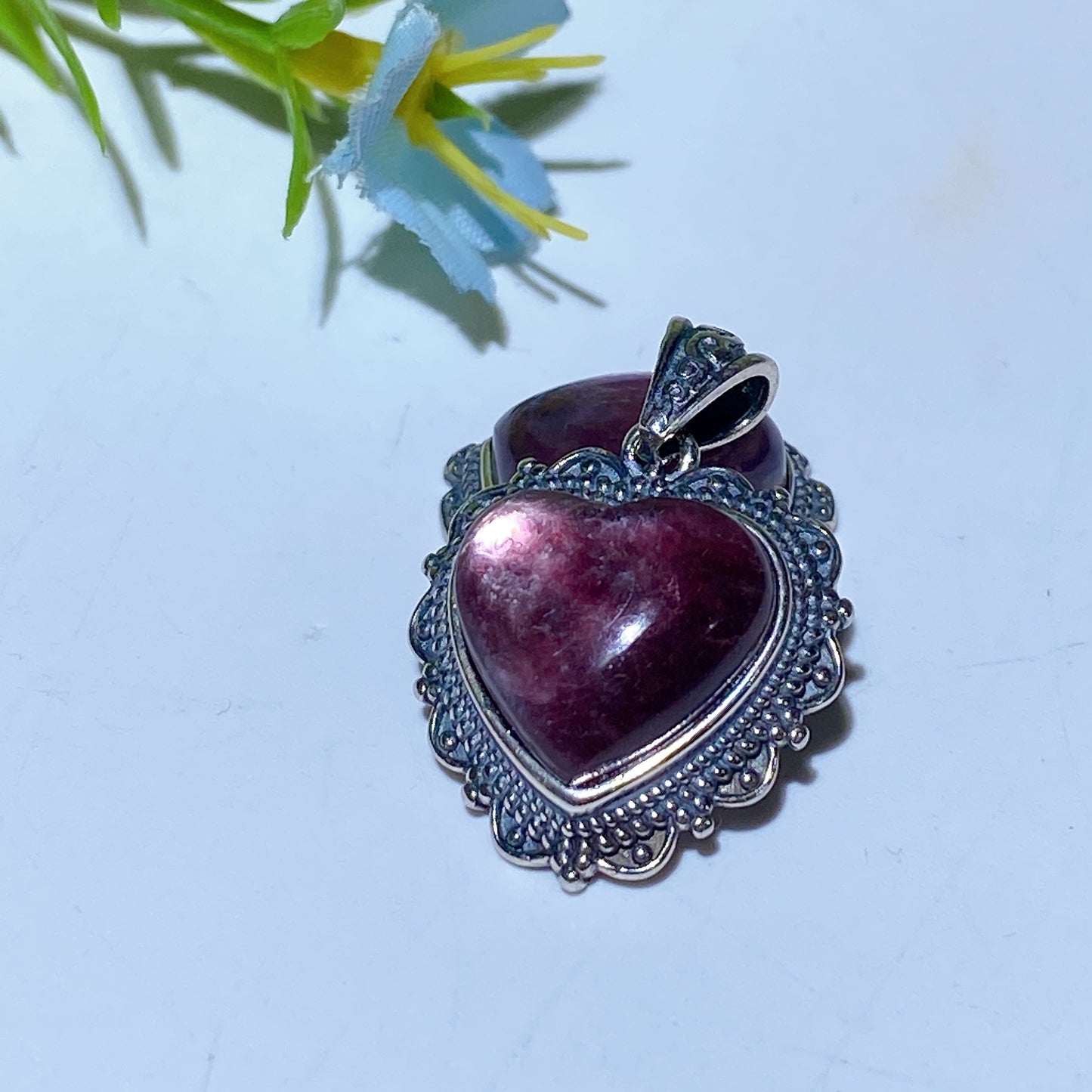 20mm Sterling Silver Purple Mica Heart Pendant Bulk Wholesale