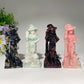 4.8" Mixed Crystal Witch with Broom Cat Carvings Bulk Wholesale