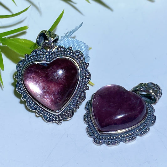 20mm Sterling Silver Purple Mica Heart Pendant Crystal Healing Bulk Wholesale