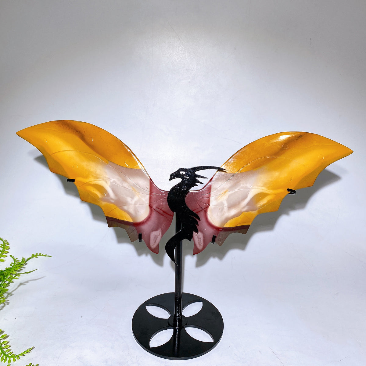 Natural Crystal Dragon Wings Carving with Stand Wholesale New Arrival