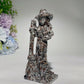 4.8" Mixed Crystal Witch with Broom Cat Carvings Bulk Wholesale