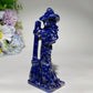 4.8" Mixed Crystal Witch with Broom Cat Carvings Bulk Wholesale