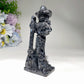 4.8" Mixed Crystal Witch with Broom Cat Carvings Bulk Wholesale