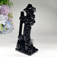 4.8" Mixed Crystal Witch with Broom Cat Carvings Bulk Wholesale