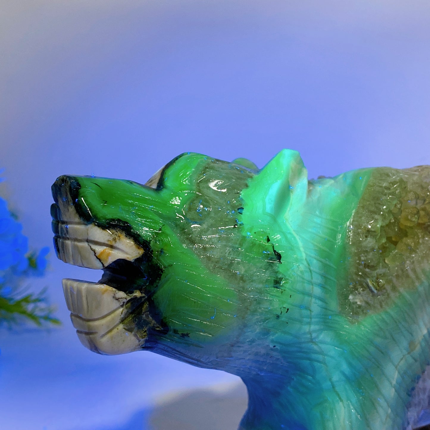 22cm Large Unique Druzy Volcanic Agate Bear Carving Crystal Healing Bulk Wholesale