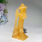 4.8" Mixed Crystal Witch with Broom Cat Carvings Bulk Wholesale