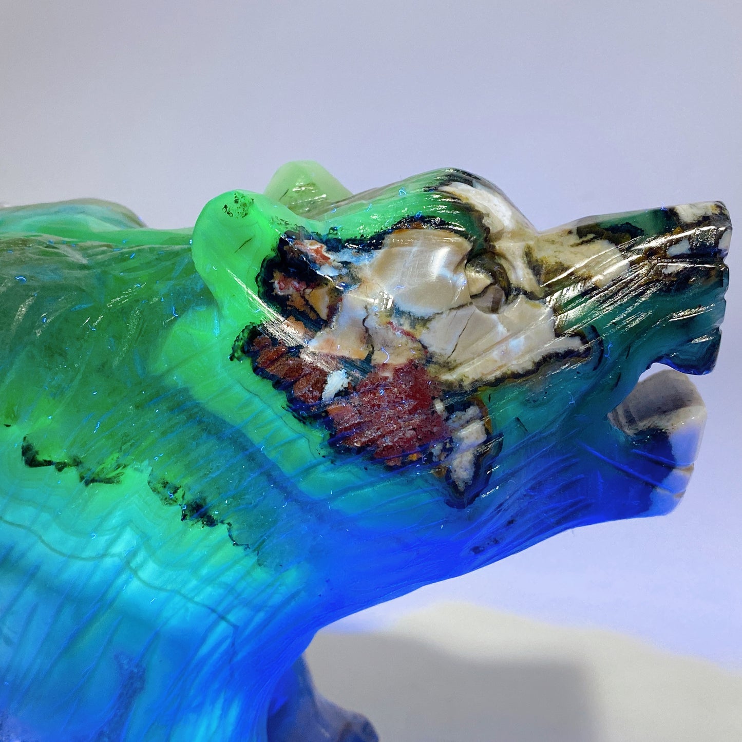 22cm Large Unique Druzy Volcanic Agate Bear Carving Crystal Healing Bulk Wholesale