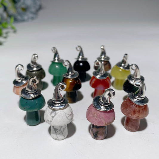 20mm Mixed Crystal Mini Mushroom Pendant Bulk Wholesale