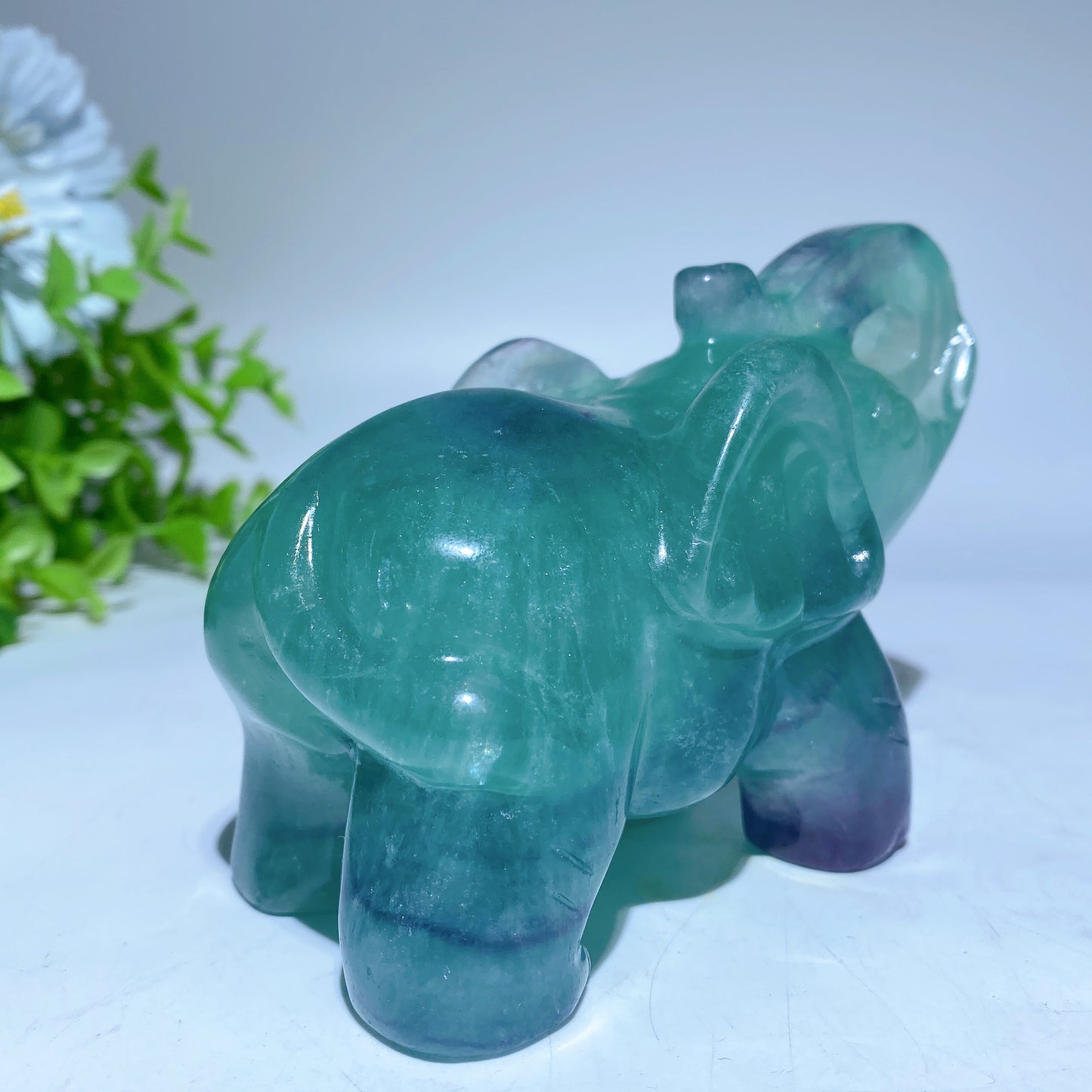 4.5" Fluorite Elephant Carvings Bulk Wholesale