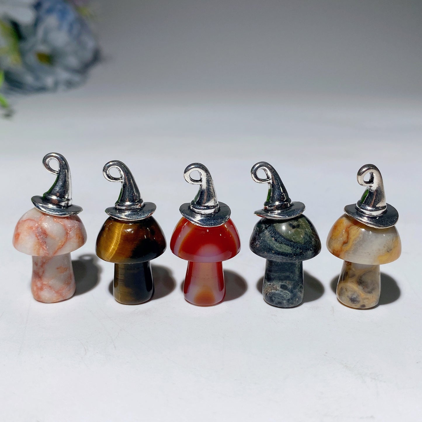 20mm Mixed Crystal Mini Mushroom Pendant Crystal Healing Bulk Wholesale