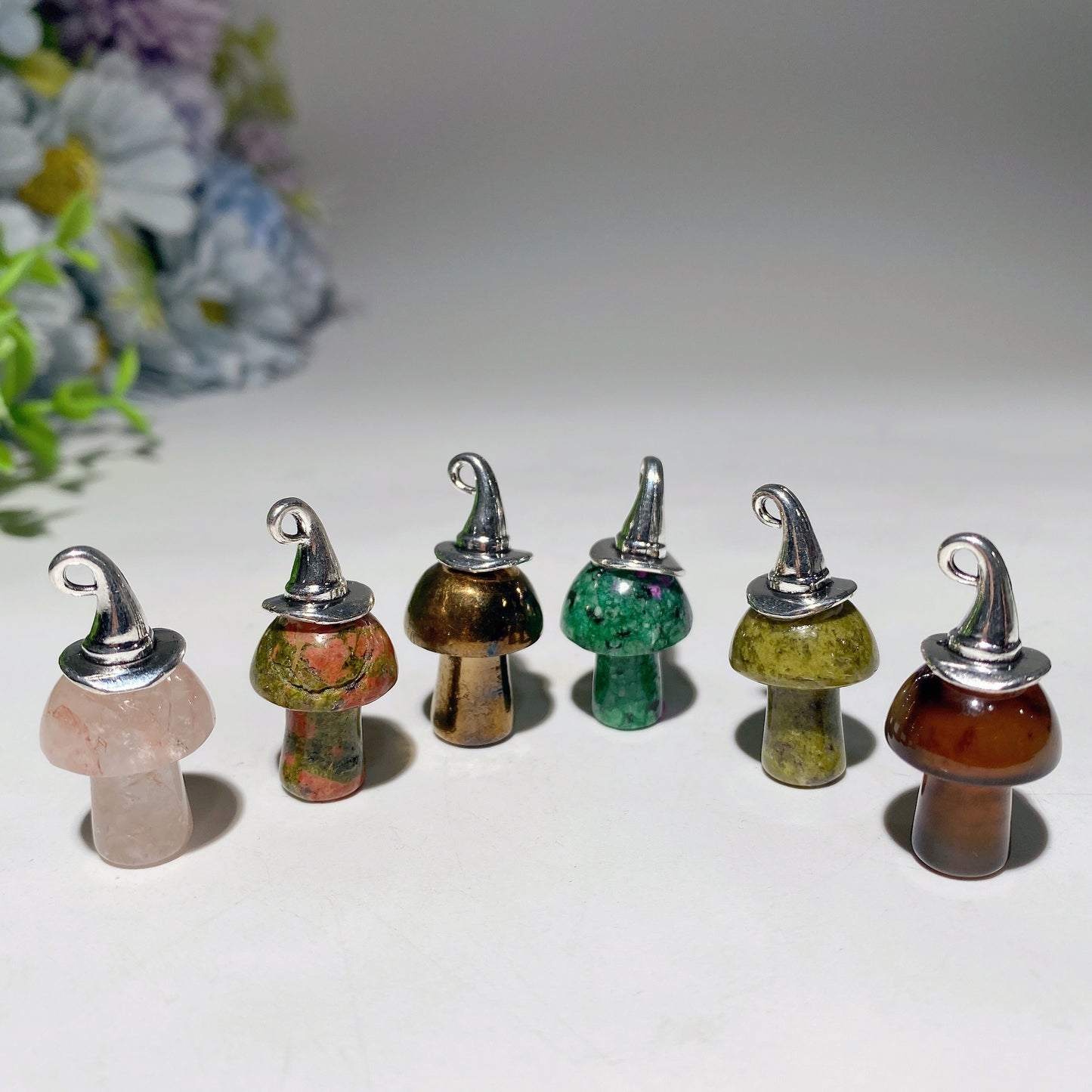 20mm Mixed Crystal Mini Mushroom Pendant Bulk Wholesale