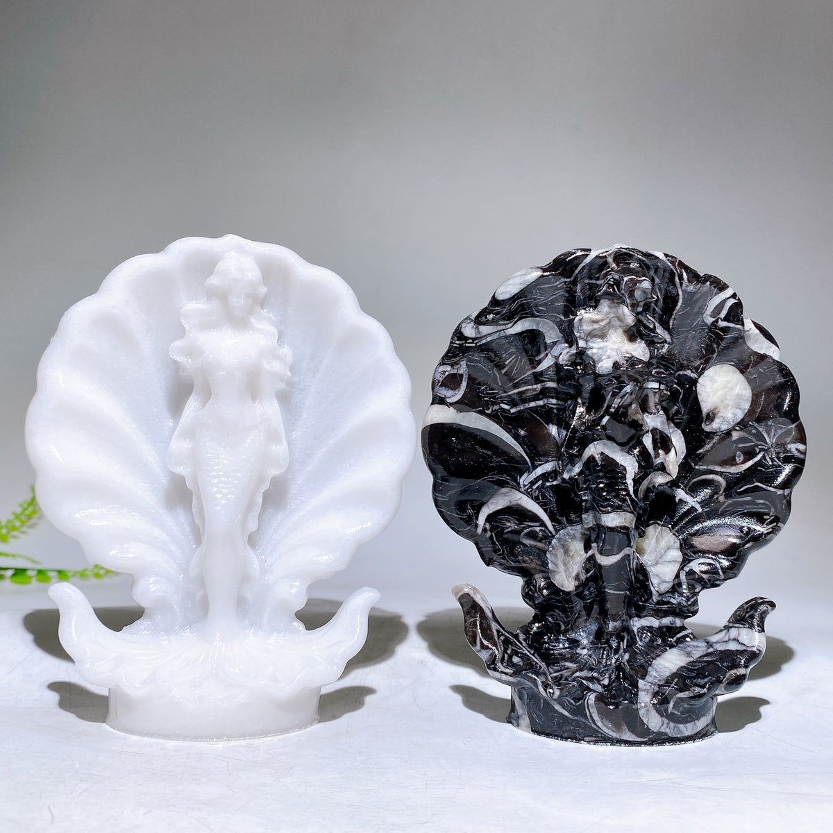 4.8" Jade Mermaid in Shell Carving Wholesale New Arrival