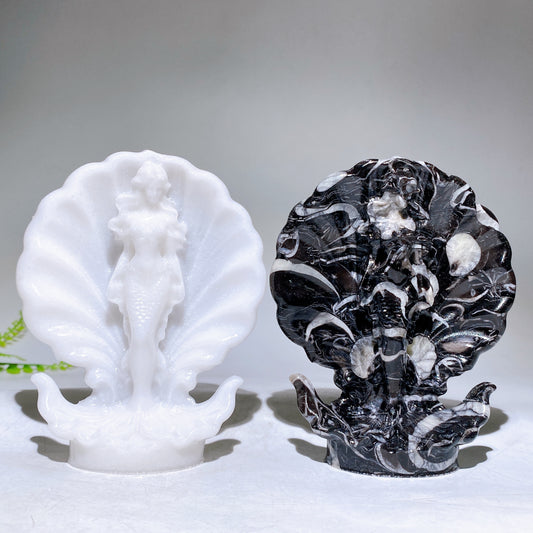 4.8" Jade Mermaid in Shell Carving Wholesale New Arrival