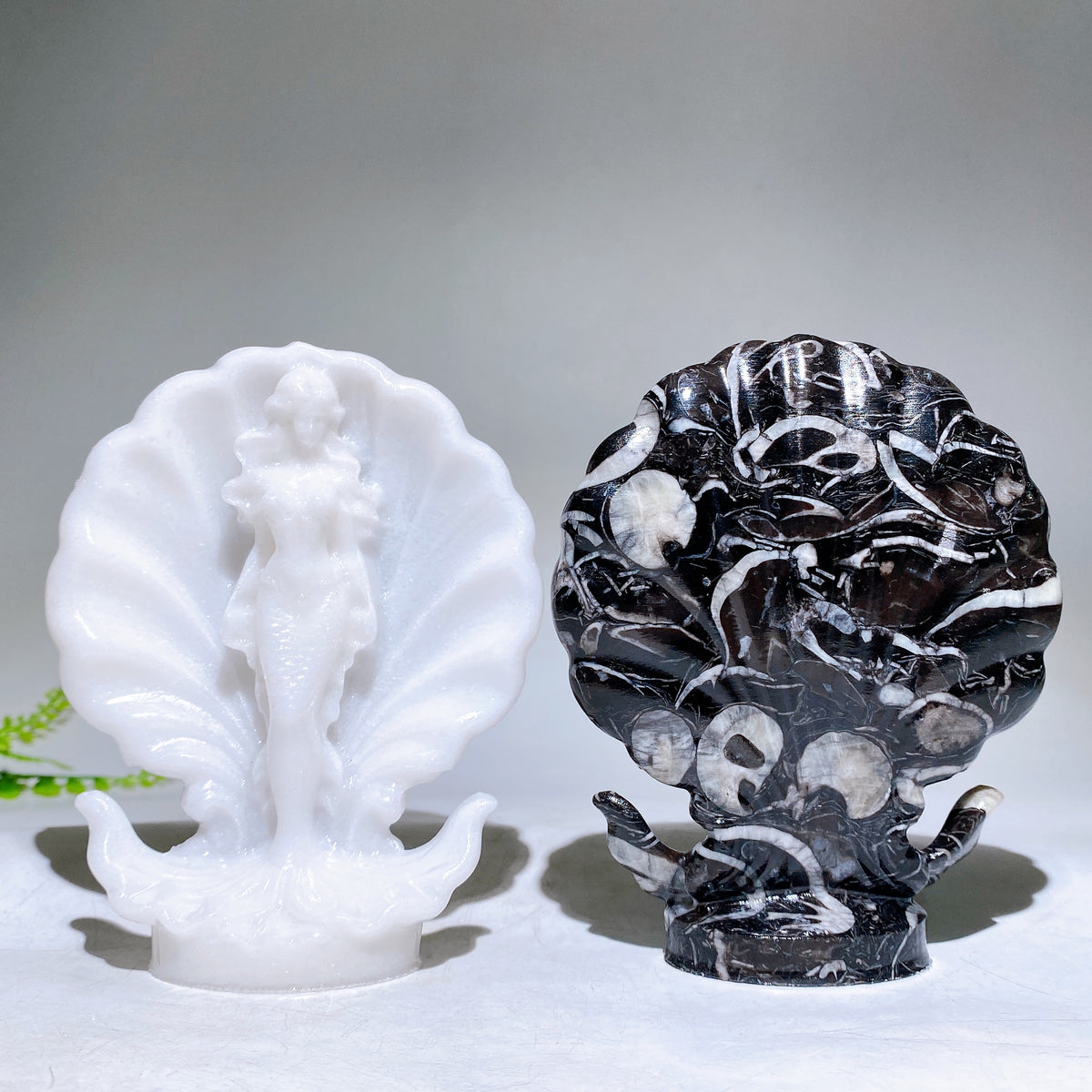 4.8" Jade Mermaid in Shell Carving Wholesale New Arrival