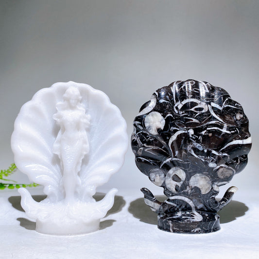 4.8" Jade Mermaid in Shell Carving Wholesale New Arrival