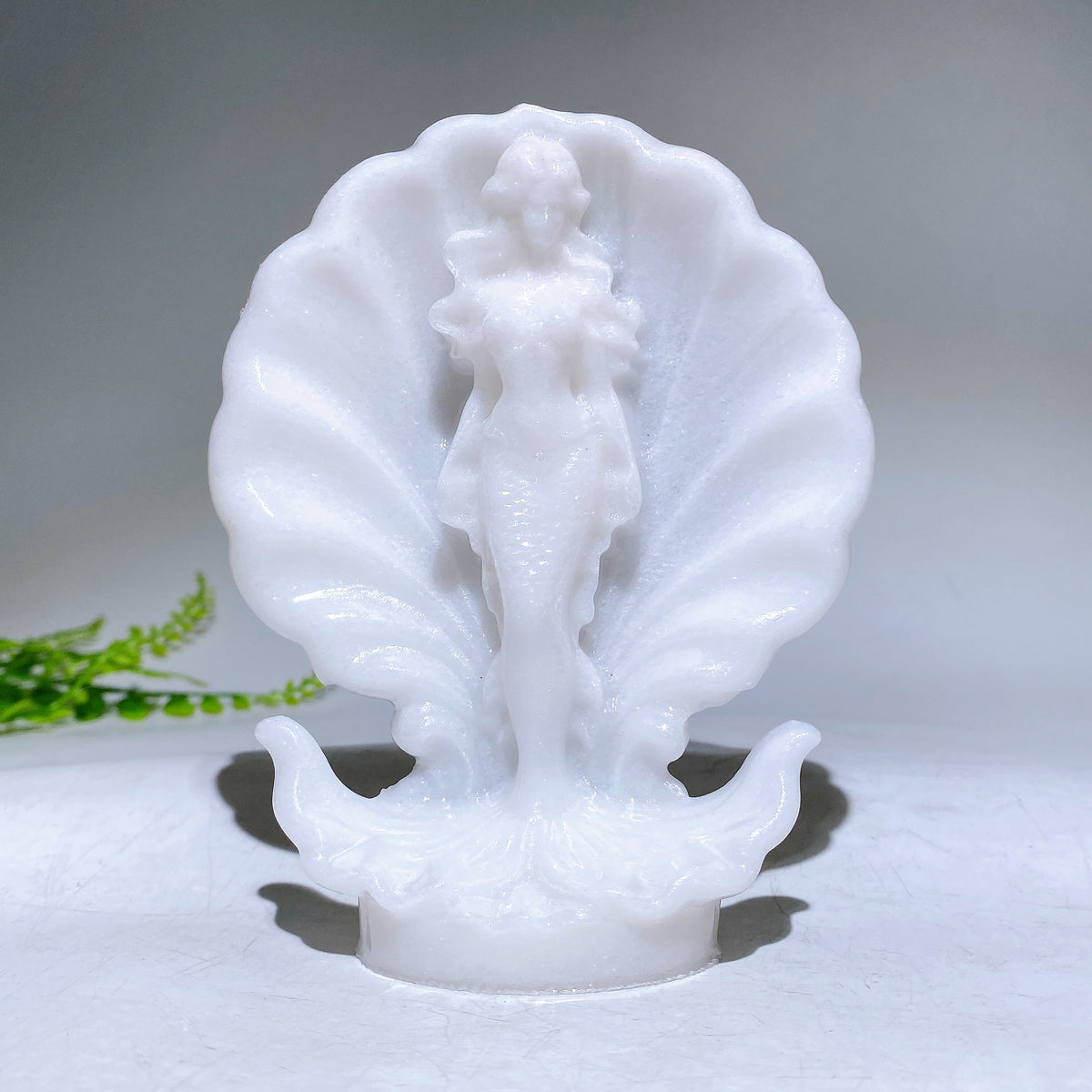 4.8" Jade Mermaid in Shell Carving Wholesale New Arrival