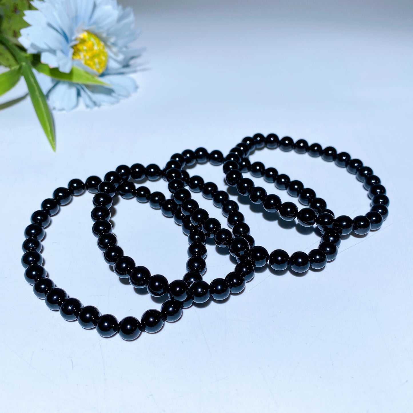 6mm Black Tourmaline 8mm Aura Hematite Crystal Bracelet Bulk Wholesale