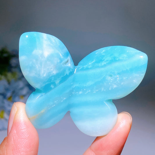 2.3" Blue Fluorite Sky Blue Butterfly Carving Crystal Healing Bulk Wholesale