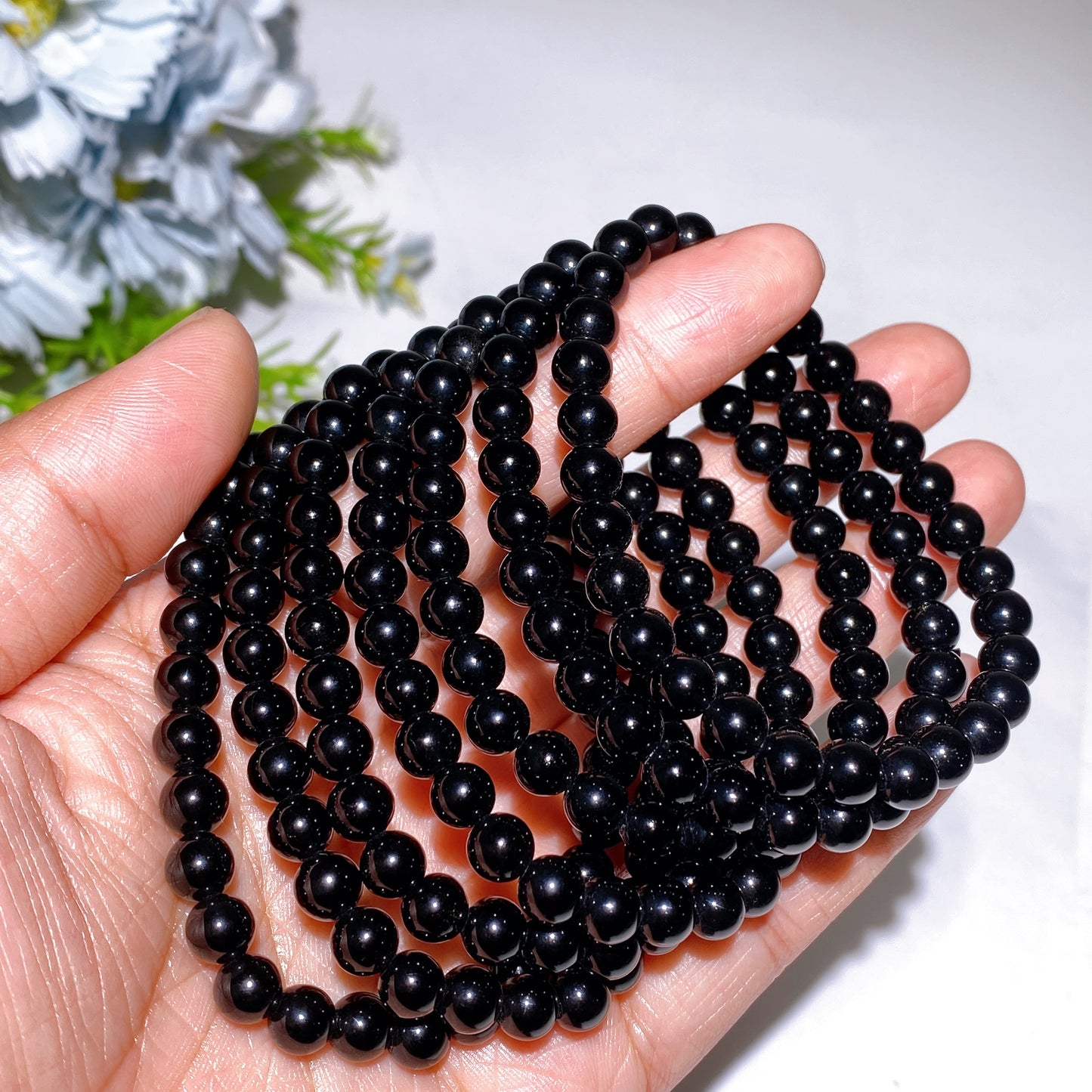 6-10mm Black Tektite Bracelet Crystal Healing Bulk Wholesale
