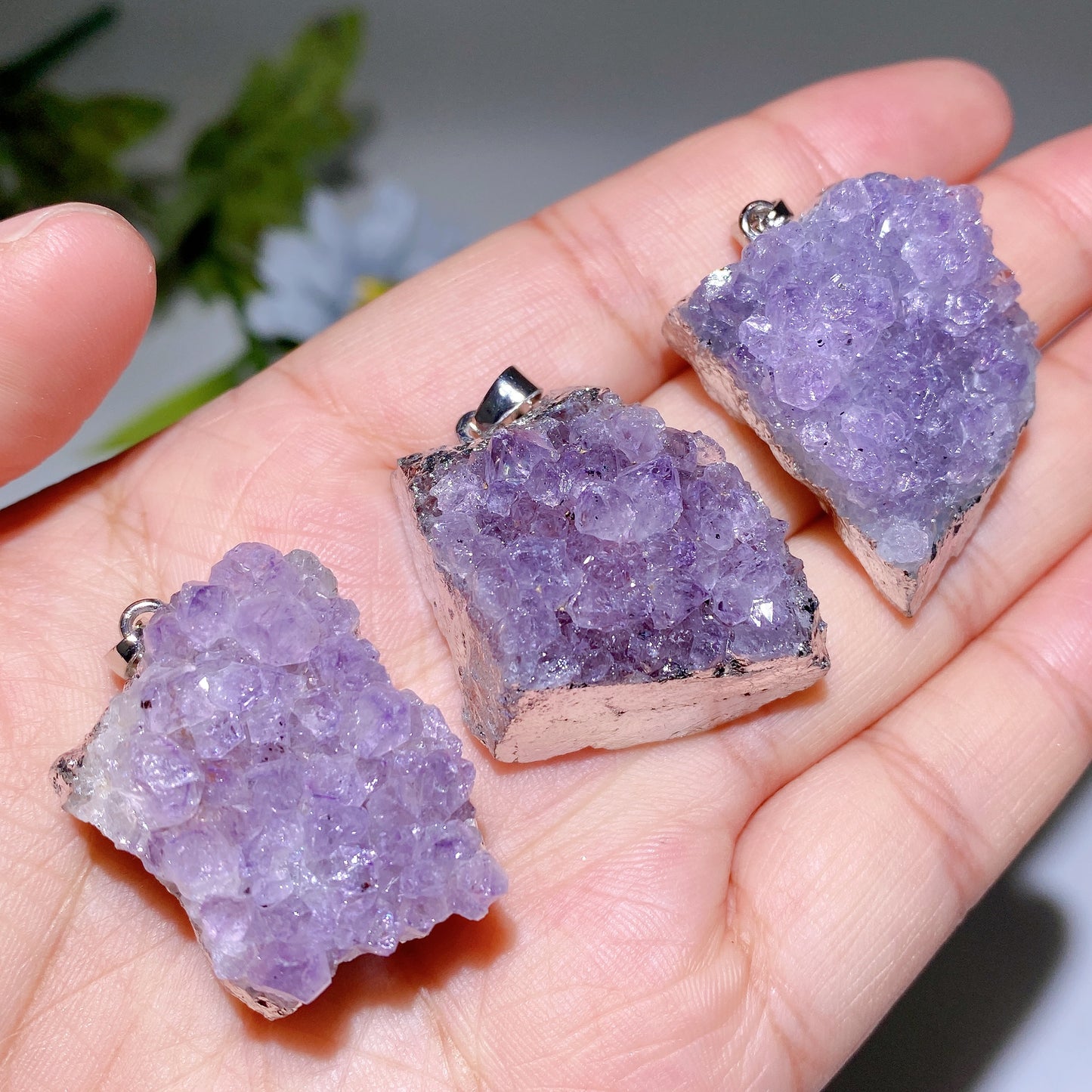 28-30mm Amethyst Cluster Pendant Bulk Wholesale