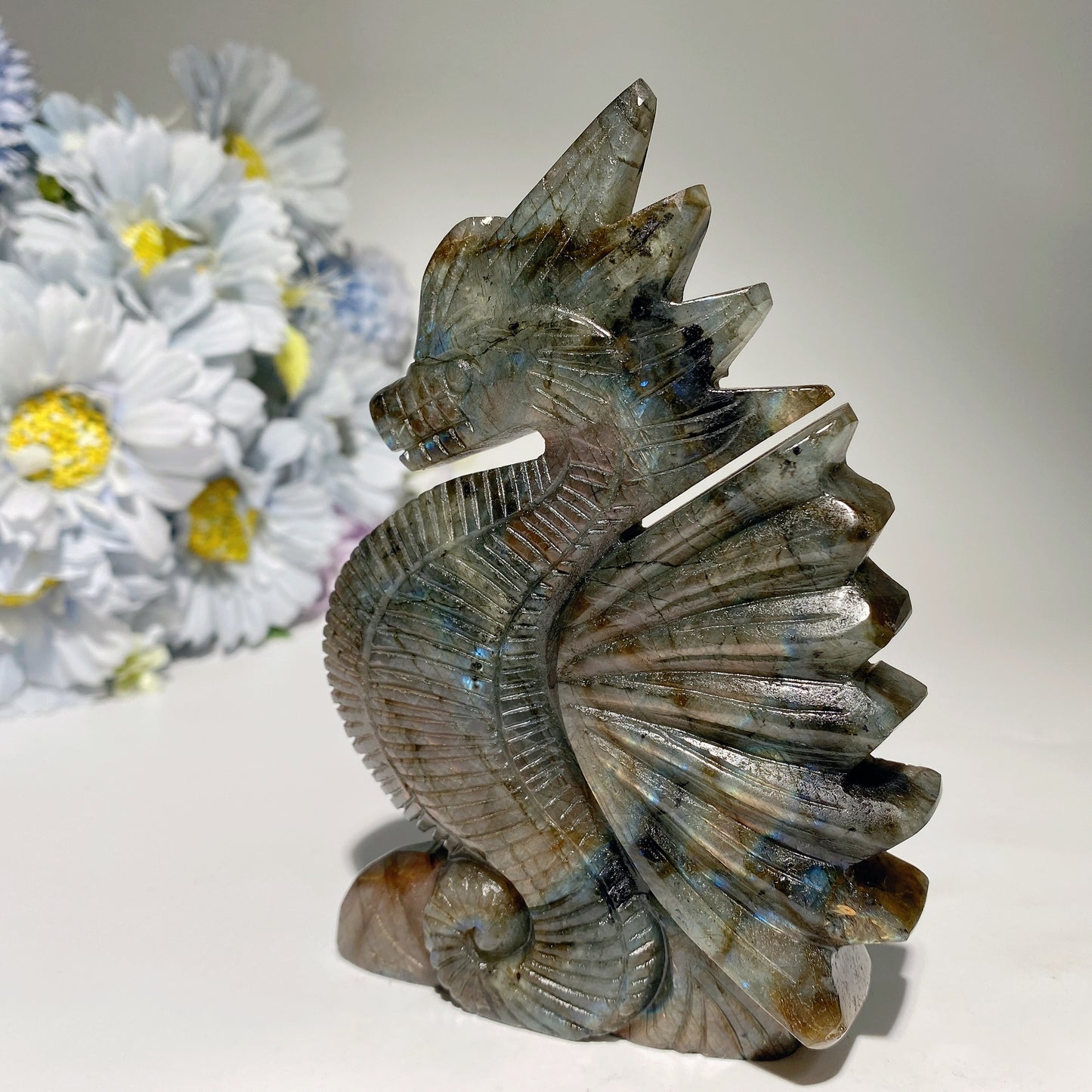 5.0" Unique Labradorite Dragon Carving Crystal Healing