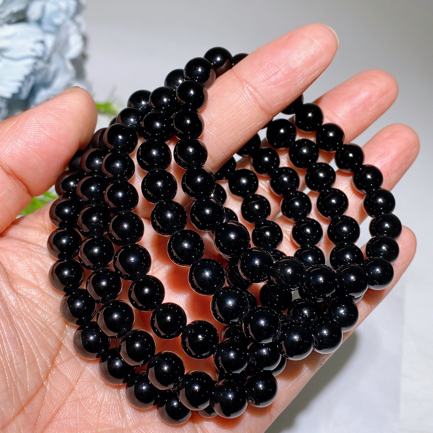 6-10mm Black Tektite Bracelet Crystal Healing Bulk Wholesale