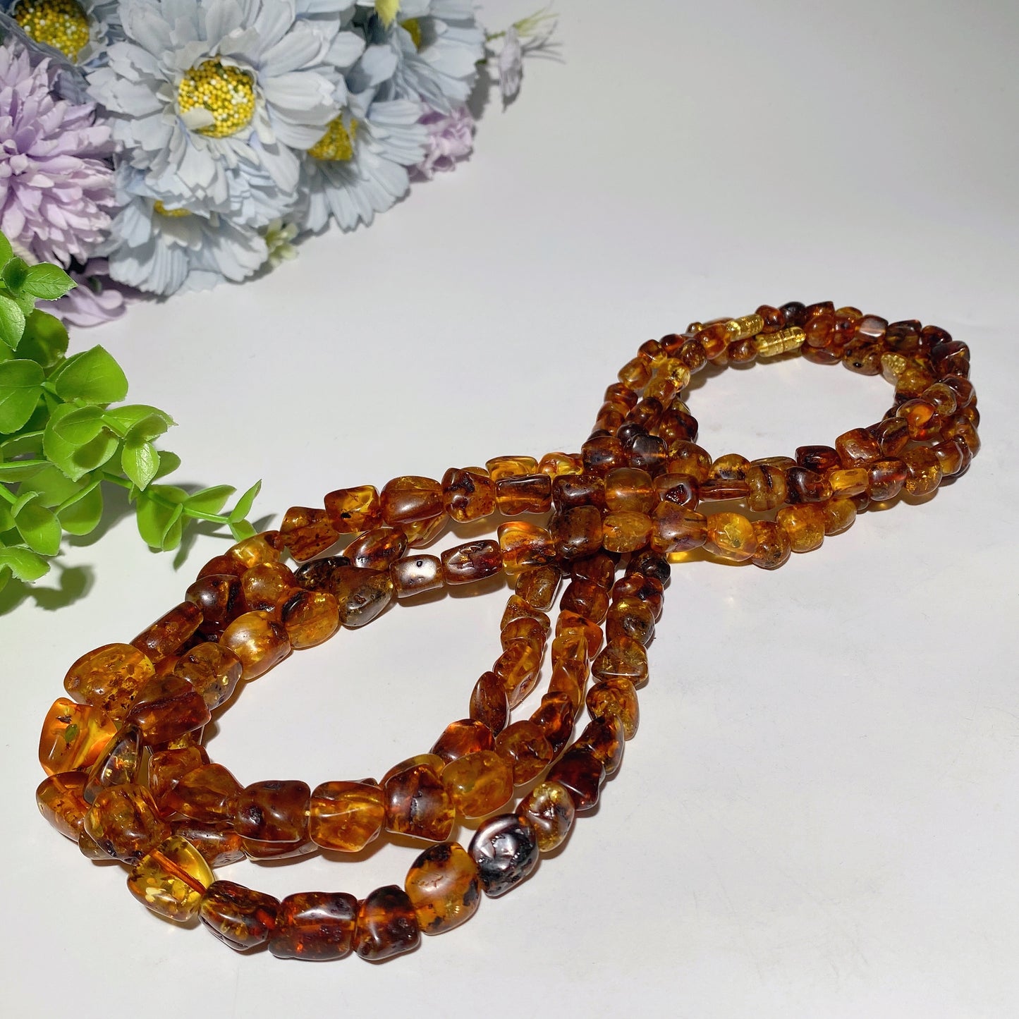 7-10mm Amber Chips Necklace Bulk Wholesale