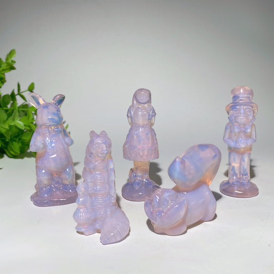 2.3"-3.0" Pink Opalite Alice In Wonderland Series Cartoon Charactor Carvings Bulk Wholesale