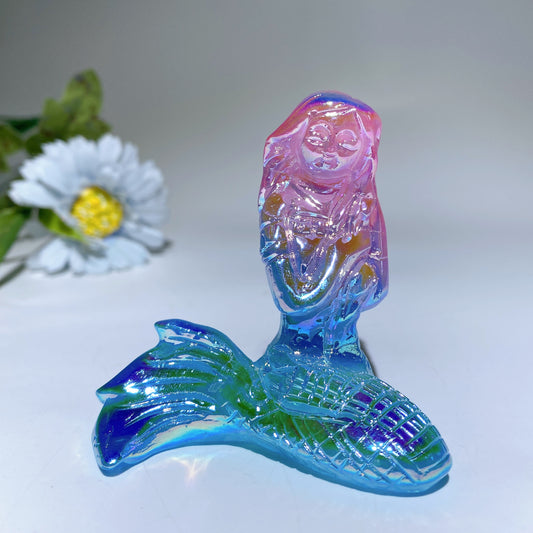 2.8"Angel Aura Crystal Mermaid Carvings Crystal Healing Bulk Wholesale