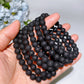 6-10mm Black Tektite Bracelet Crystal Healing Bulk Wholesale