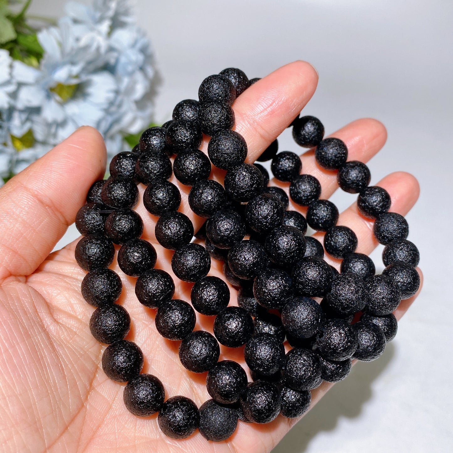 6-10mm Black Tektite Bracelet Crystal Healing Bulk Wholesale