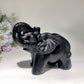 6.1" Large Dull Polished Obsidian Elephant Carvings Crystal Healing Bulk Wholesale