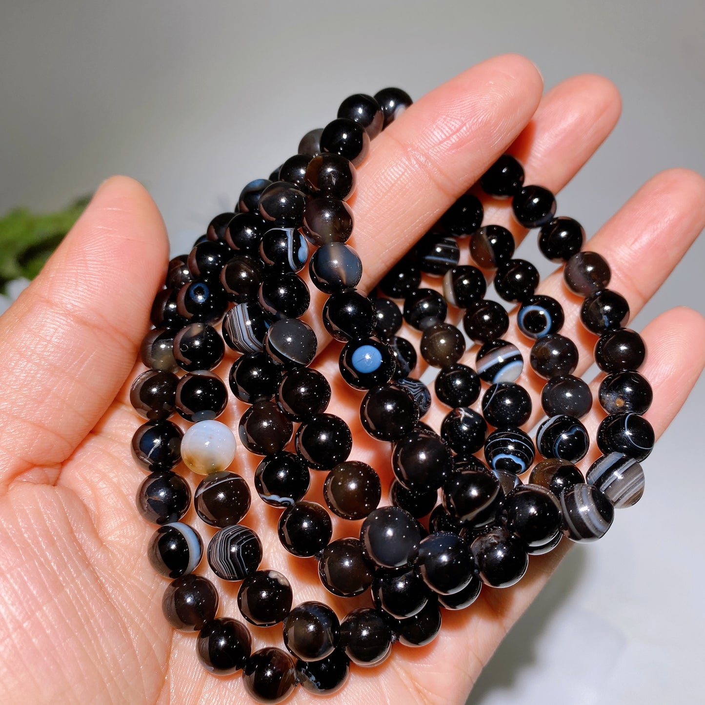 8mm Black Agate Bracelet Crystal Healing Bulk Wholesale
