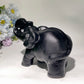 6.1" Large Dull Polished Obsidian Elephant Carvings Crystal Healing Bulk Wholesale