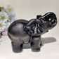 6.1" Large Dull Polished Obsidian Elephant Carvings Crystal Healing Bulk Wholesale