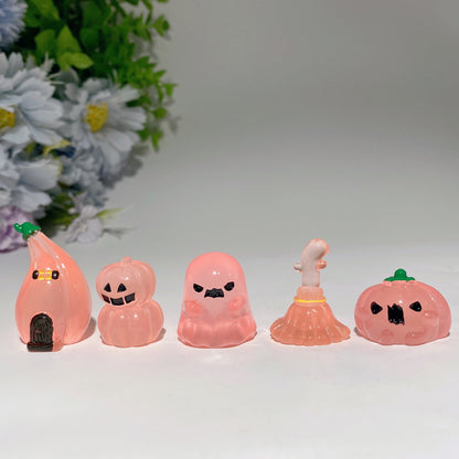 25-35mm Mini Luminous Pumpkin Ghost Broom Carvings for Halloween Bulk Wholesale