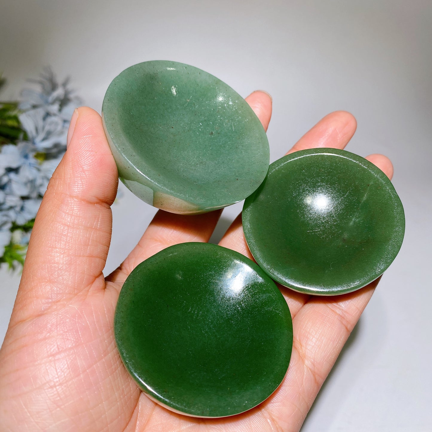 2.0"-2.2" Carnelian Green Aventurine Bowl Carving Crystal Healing Bulk Wholesale