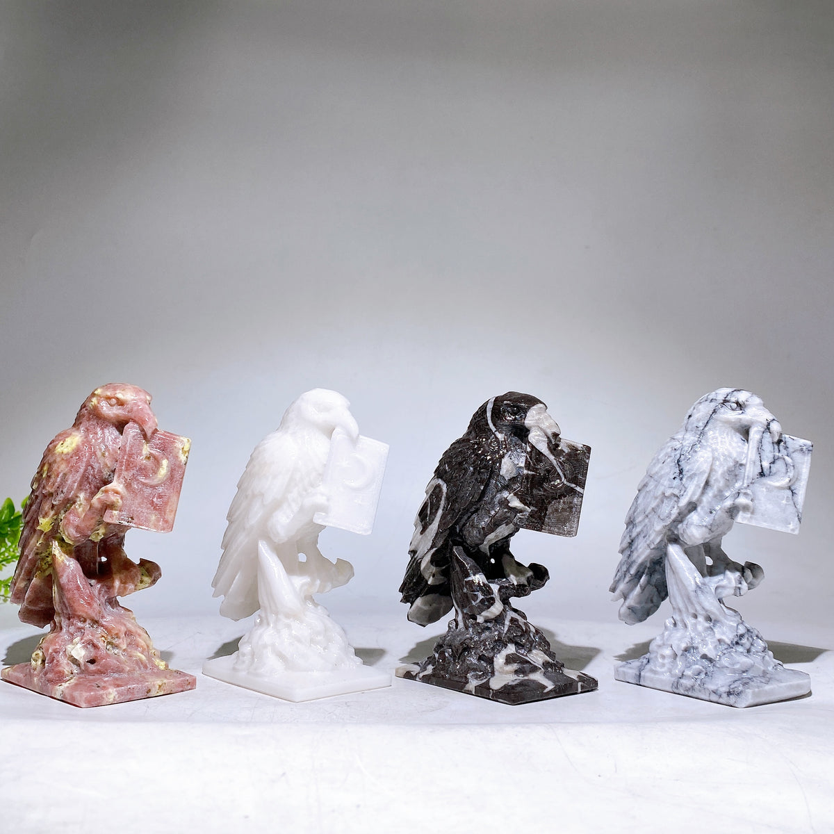 4.6" Natural Crystal Raven with Prophecy Carving Wholesale New Arrival