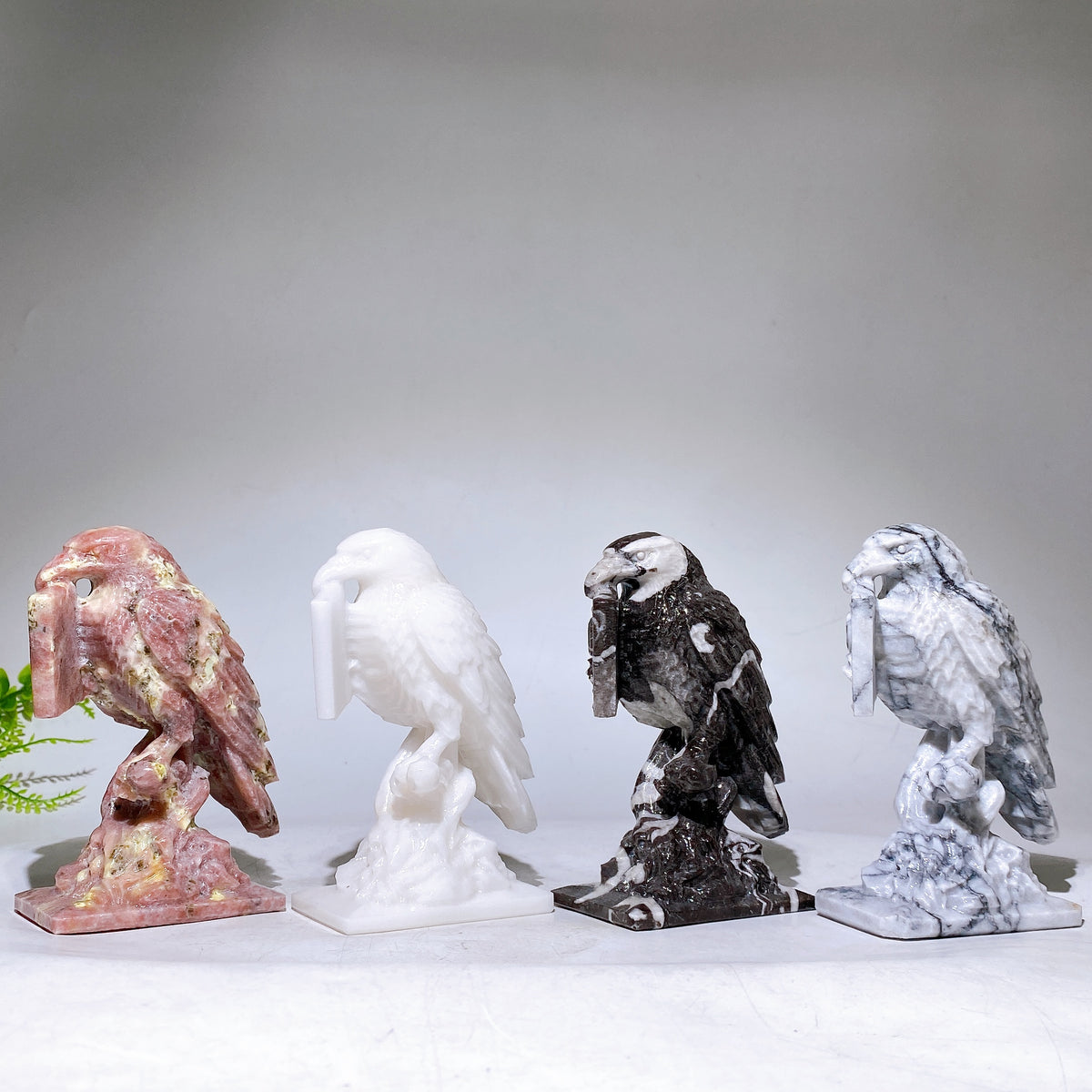 4.6" Natural Crystal Raven with Prophecy Carving Wholesale New Arrival