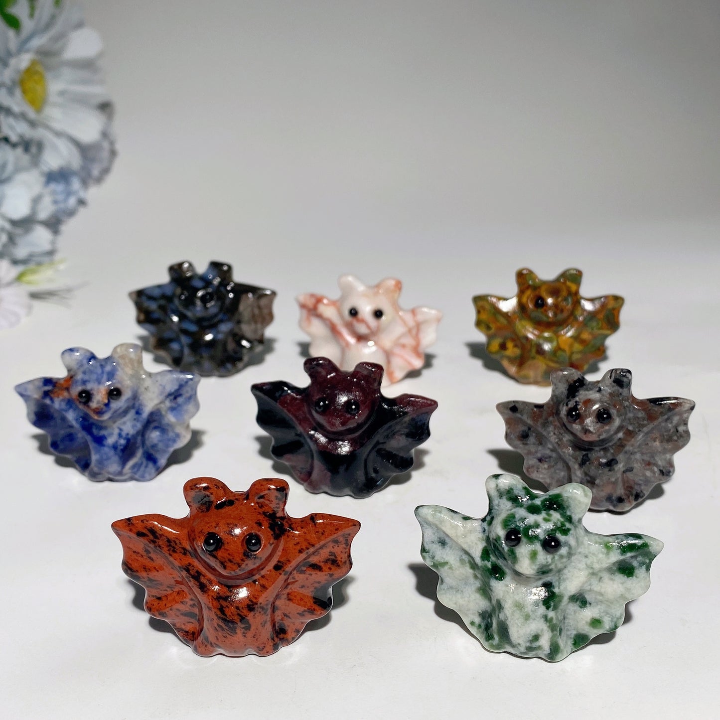 1.6" Mixed Crystal Bat Carvings Bulk Wholesale