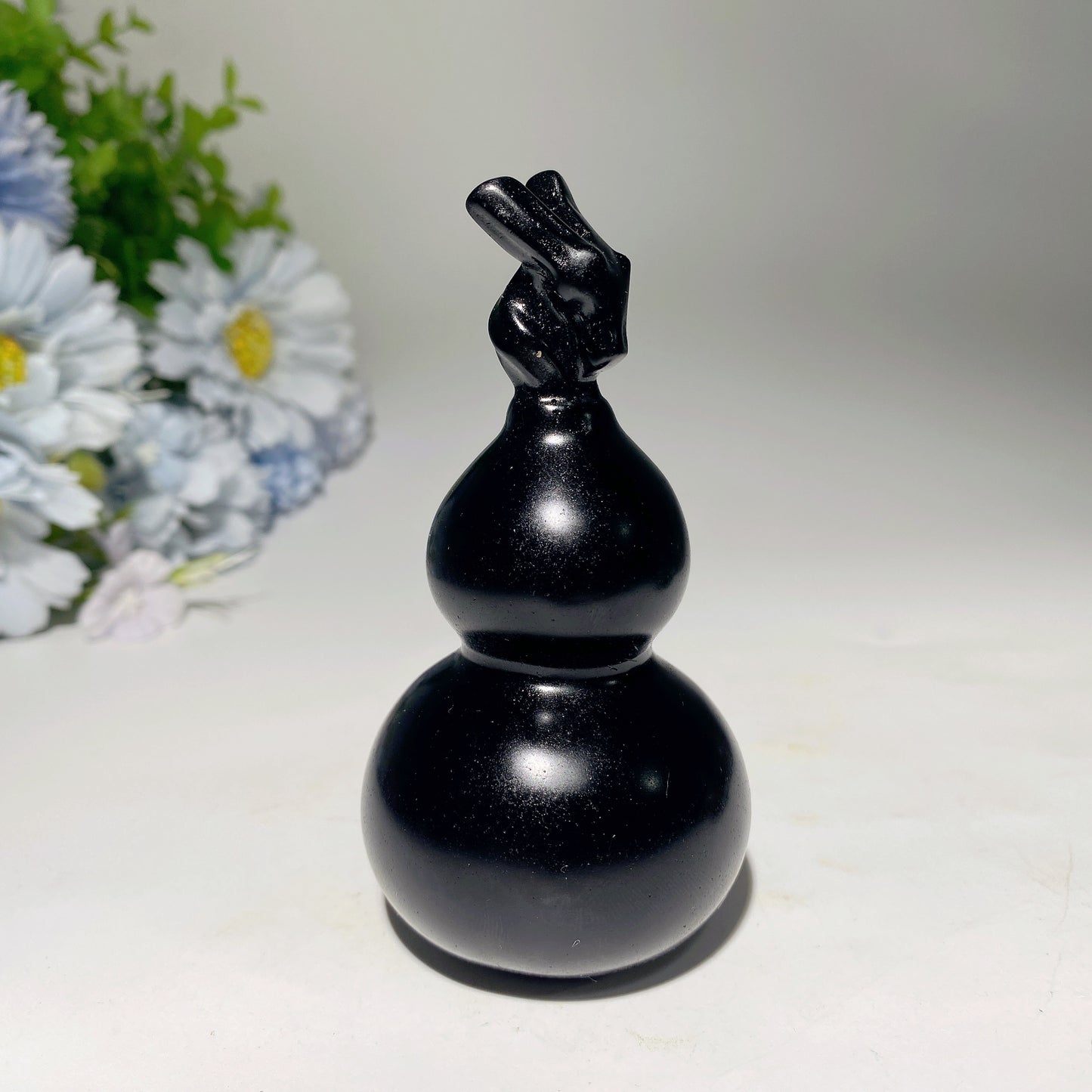 3.8"-5.8" Yooperlite Black Obsidian Gourd Carvings Bulk Wholesale